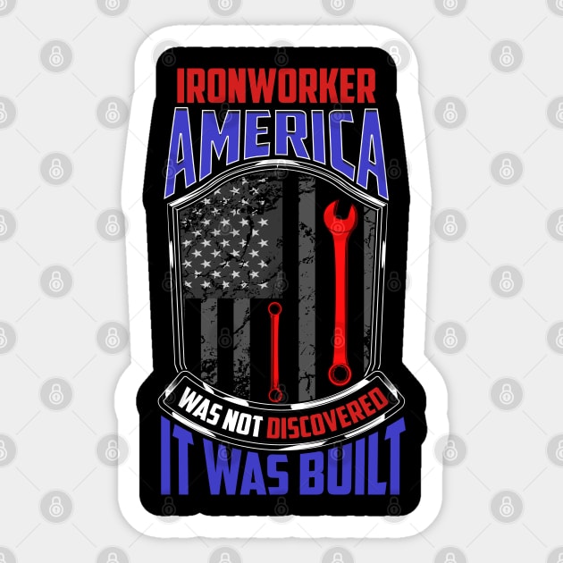 Ironworker American Flag & Wrench Grunge Design Sticker by creative